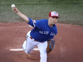 Aaron Sanchez delivers a pitch against the Kansas City Royals on July 4, 2016 at Rogers Centre. (Tom Szczerbowski/Getty Images)
