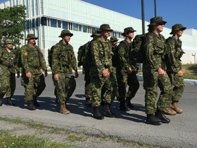 Ernst Kuglin/The Intelligencer
The 11-member 8 Wing/CFB Trenton team hasmarched hundreds of kilometres during the past four months, training for the 100th anniversary of the Nijmegen March to be held July 19-22 in the Netherlands.