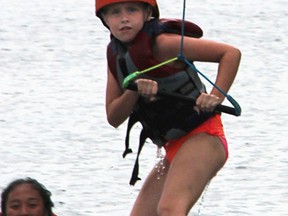 Emmalee Blake wakeboards at Boarder Pass in Sarnia, keeping cool in the grip of a heat warning. Blake was turning 10 July 7.  (Tyler Kula/Sarnia Observer/Postmedia Networ)