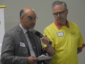 Whitecourt councillor Paul Chauvet, poses a question about consultations with municipalities at the Municipal Governance Act review in Whitecourt on June 26.