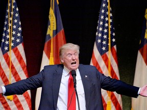 Presumptive Republican presidential nominee Donald Trump speaks during a campaign event at the Duke Energy Center for the Performing Arts on July 5, 2016 in Raleigh, North Carolina. Earlier in the day Hillary Clinton campaigned in Charlotte, North Carolina with President Barack Obama. (Photo by Sara D. Davis/Getty Images)