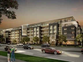 This is an artist?s rendering of a 142-unit condo development proposed for 420 Fanshawe Park Rd. Neighbours in the largely single-family home area with well-treed lots view the proposal as an unwelcome invasion.
