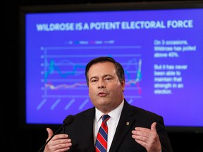 Jason Kenney speaks at a media conference at the Matrix Hotel about his Progressive Conservative leadership campaign in Edmonton, on Thursday, July 7, 2016. Kenney is campaigning to unite the party with the Wildrose Party of Alberta. Ian Kucerak
