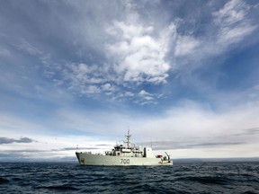 The HMCS Kingston is seen in Eclipse Sound near the Arctic community of Pond Inlet, Nunavut August 24, 2014. REUTERS/Chris Wattie