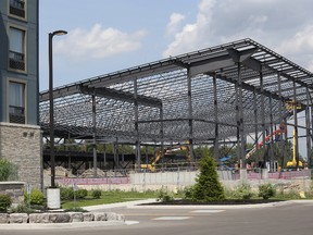 Jason Miller/The Intelligencer
The steel frame of the soon-to-be-completed Shorelines Casino is now nearing completion as crews work towards completing the facility by the first quarter of 2017.