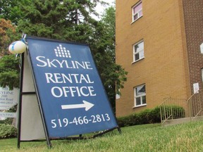 Skyline Apartment REIT, a Guelph-based company, has purchased five additional apartment buildings in Sarnia. Skyline's building at 200 London Rd., is shown here on Friday July 8, 2016 in Sarnia, Ont. The additional buildings are located on College Avenue South, Devine Street and Capel Street.
Paul Morden/Sarnia Observer/Postmedia Network