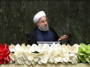 In this May 28, 2016 file photo, Iranian President Hassan Rouhani speaks during the inauguration of the new parliament, in Tehran, Iran. (AP Photo/Ebrahim Noroozi, File)