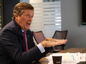 Mayor John Tory speaks to the Toronto Sun editorial board on Friday July 8, 2016. Jack Boland/Toronto Sun/Postmedia Network