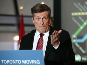 Mayor John Tory at press conference on the Scarborough subway in Toronto, Ont. on Thursday January 21, 2016. Craig Robertson/Toronto Sun/Postmedia Network