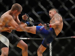 Diego Sanchez kicks Joe Lauzon during UFC 200 at T-Mobile Arena on July 9, 2016 in Las Vegas, Nevada. (Photo by Rey Del Rio/Getty Images)