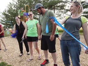 The ribbon cutting for the new playground at the Winthrop Ball Park.(Shaun Gregory/Huron Expositor)