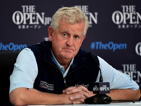 Colin Montgomerie of Scotland speaks at a press conference ahead of the 145th Open Championship at Royal Troon on July 11, 2016 in Troon, Scotland. (Photo by Stuart Franklin/Getty Images)