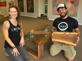 Candice Sheriff and Dan Alonso run Live Edge Forest, which makes furniture and other wooden items from downed trees. (MIKE HENSEN, The London Free Press)