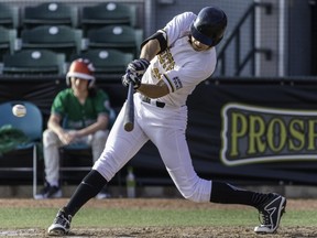 Edmonton Prospects' Cory Scammell at bat during the team's July 7 game vs. Medicine Hat. (Jeffery Mattoon)