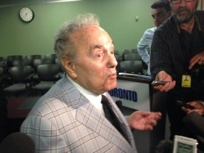 Former mayor Mel Lastman is pictured at City Hall on Tuesday. (SHAWN JEFFORDS, Toronto Sun)
