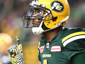 Adarius Bowman reacts during Friday's game against the Saskatchewan Roughriders. (Ed Kaiser)