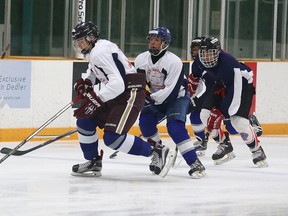 Participants take part in the Hockey Camp of Hope at the Gerry McCrory Countryside Sports Complex in Sudbury, Ont. on Tuesday July 12, 2016. Gino Donato/Sudbury Star/Postmedia Network