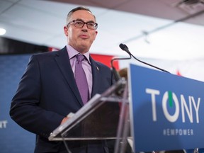 Conservative MP Tony Clement addresses supporters as he holds a rally in Mississauga, Ontario to announce his candidacy for the leadership of the Federal Conservative Party on Tuesday, July 12 , 2016. THE CANADIAN PRESS/Chris Young