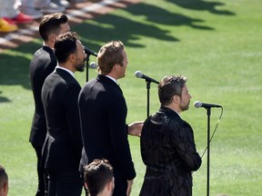 The Tenors, musicians based in British Columbia, perform 'O Canada' prior to the 87th Annual MLB All-Star Game at PETCO Park in San Diego on July 12, 2016. (Photo by Denis Poroy/Getty Images)