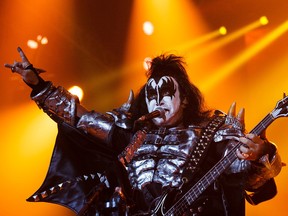 Gene Simmons of KISS performs at Rexall Place in Edmonton, Alta., on Tuesday, July 12, 2016.