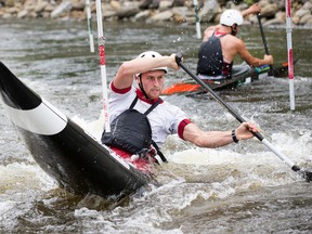 Cameron Smedley (front) and Michael Tayler. (Wayne Cuddington, Postmedia Network)