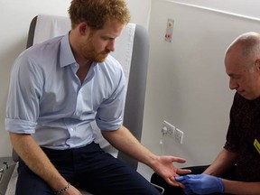 Prince Harry undergoes real time HIV test on Facebook Live. (Facebook/Royal Family)