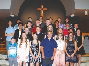 Pictured above are the Grade 8 students from St. Anthony School who posed for a group photograph following a farewell ceremony at St. Anthony Church.