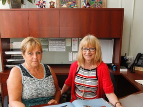 Sevena Flindall, left, and Debbie Villeneuve, Homestay associates with the Limestone District School Board International Student program are looking to add to their pool of homestay families willing and able to look after international students for the school year. Flindall and Villeneuve, seen here in the International Education Department offices on Van Order Drive in Kingston, Ont. on Wednesday July 13, 2016, also recruited students to the local international program. Julia McKay/The Whig-Standard/Postmedia Network