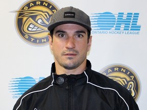 Brad Staubitz has been promoted to assistant coach of the Sarnia Sting from his previous role as strength and conditioning coach. The 31-year-old Point Edward resident played professionally for 10 years. Terry Bridge/Sarnia Observer/Postmedia Network
