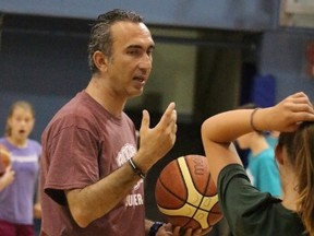 Bachar Khoukaz, an assistant coach with the Syrian national team, shared his expertise on the court with local players last week. - Photo by Mitch Goldenberg