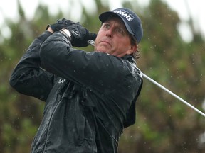 Phil Mickelson plays his tee shot at the 13th during the second round of the British Open at the Royal Troon Golf Club in Troon, Scotland, Friday, July 15, 2016. (AP Photo/Peter Morrison)