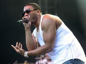 Nelly performs during Rock the Park hip-hop night at Harris Park on Friday. (MORRIS LAMONT, The London Free Press)