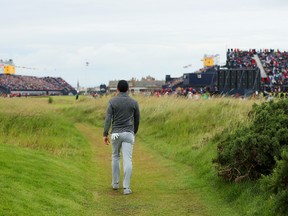 Rory McIlroy of Northern Ireland walks on the 18th hole during the final round on day four of the 145th Open Championship at Royal Troon on July 17, 2016 in Troon, Scotland.  (Andrew Redington/Getty Images)