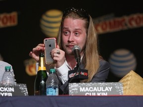 Actor Macaulay Culkin spakes at the Adult Swim Panel: Robot Chicken. Adult Swim at New York Comic Con 2015 at the Jacob Javitz Center on October 9, 2015 in New York, United States. 25749_002 418.JPG   Cindy Ord/Getty Images For Turner/AFP