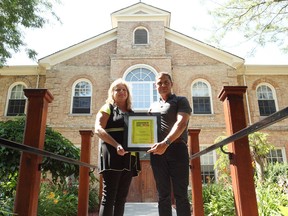 In the front of Maplewood Manor is the owner, Sam Riad and the establishment's new general manager. Recently the Maplewood Manor was honoured with a national award for excellence.(Shaun Gregory/Huron Expositor)