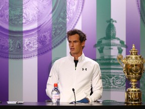 Andy Murray of Great Britain attends the winner's press conference at Wimbledon on July 11, 2016 in London, England.  (Julian Finney/Getty Images)