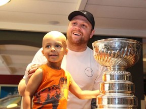 Phil Kessel brings the Stanley Cup to Sick Kids Hospital in Toronto on Monday, July 18, 2016. (@sickkidsnews photo)