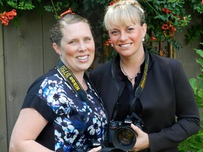Heather MacEachern-Tarasick (left) and Cynthia Bendle are professional photographers who have started Love Never Ends, a charity that provides free photography services to people who are terminally ill. (HANK DANISZEWSKI, The London Free Press)
