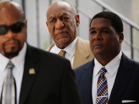 Comedian Bill Cosby departs the Montgomery County Courthouse after a hearing, related to aggravated indecent assault charges, on July 7, 2016, in Norristown, Pennsylvania. 
Cosby was appealing Judge Steven O'Neill's decision to send him to trial on the charges, stemming from an encounter  with Andrea Constand in 2004. The court ruled on July 17 there is enough evidence for a trial. / AFP PHOTO / DOMINICK REUTERDOMINICK REUTER/AFP/Getty Images