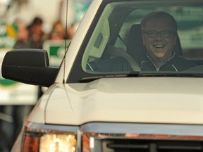 Saskatchewan Premier Brad Wall arrives for leaders' debate at the CBC Saskatchewan building in Regina Wednesday, March 23, 2016. THE CANADIAN PRESS/Mark Taylor