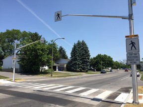 Kingston will have two courtesy crossings converted to legal crosswalks similar to this one in Ottawa. (Deanna Green/Postmedia Network)