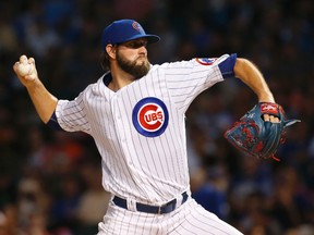 Chicago Cubs starter Jason Hammel throws against the Atlanta Braves during the first inning of a baseball game Thursday, July 7, 2016, in Chicago. (AP Photo/Nam Y. Huh)