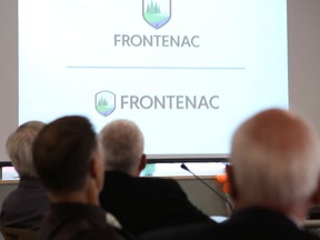 Frontenac County councillors view the county's new brand logo during a meeting in Glenburnie on Wednesday, July 20, 2016.Elliot Ferguson/The Whig-Standard/Postmedia Network