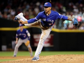 Toronto Blue Jays starting pitcher Marcus Stroman throws against the Arizona Diamondbacks during the eighth inning of an interleague baseball game in Phoenix on July 20, 2016. (AP Photo/Matt York)