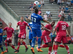 Karsten Smith was called on to hit the fiels in teh second half of FC Edmonton's game against the Ottawa Fury on Sunday at Clarke Stadium. (Shaughn Butts)