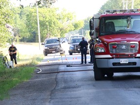 County Road 2 in Prince Edward County is closed Thursday morning after a traffic fatality just before 5 a.m. Police and fire crews remain on scene south of County Road 1 trying to identify the vehicle and lone occupant. It is believed the southbound vehicle left the road and struck a tree before becoming engulfed in flames. Police are hopeful the road will be open around noon.