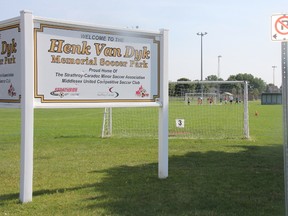 The Henk Van Dyk Memorial Soccer Park in Strathroy. JONATHAN JUHA/STRATHROY AGE DISPATCH/POSTMEDIA NETWORK