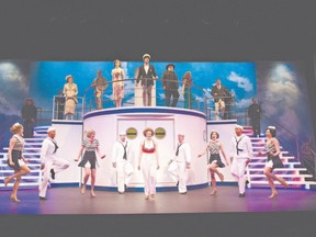 Jayme Armstrong and company in Drayton Entertainment?s production of the Broadway hit, Anything Goes, featuring music by Cole Porter, on stage in Grand Bend at Huron Country Playhouse until Aug. 6. (Hilary Gauld Camilleri/Special to Postmedia News)