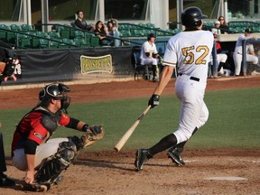 Jordan Zazulak, shown here in a game on July 15, got the offence going with his double in the fourth inning. (Katt Adachi)