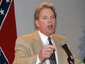 In this May 29, 2004, file photo, former Ku Klux Klan leader David Duke speaks to supporters in Kenner, La. Duke said he plans to run for U.S. Senate in Louisiana. Duke's announcement came Friday, July 22, 2016, on his website. (AP Photo/Burt Steel, File)